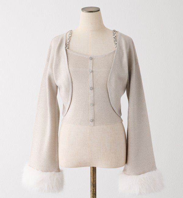  「袖ファーボレロ+キラキラビスチェSET」|ニット・セーター|