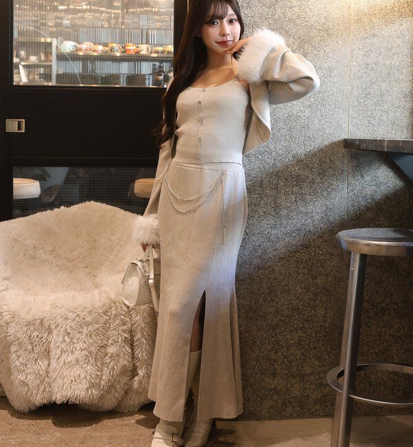  「袖ファーボレロ+キラキラビスチェSET」|ニット・セーター|