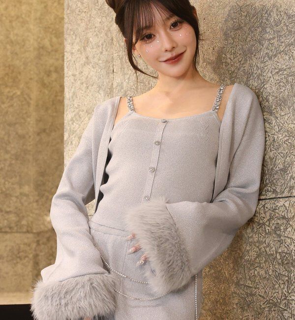  「袖ファーボレロ+キラキラビスチェSET」|ニット・セーター|