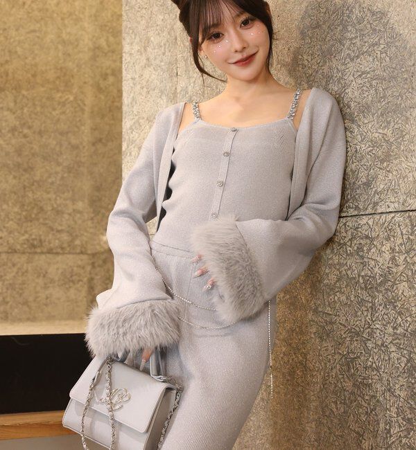  「袖ファーボレロ+キラキラビスチェSET」|ニット・セーター|