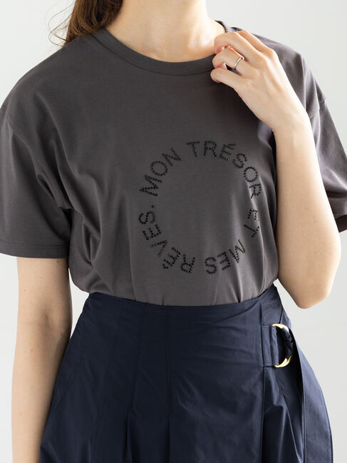 Te chichi「ラインストーンサークルロゴTシャツ」|Tシャツ・カットソー|チャコールグレー