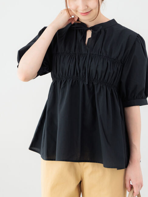 Te chichi TERRASSE「【接触冷感/イージーケア】前後2WAYシャーリングブラウス」|シャツ・ブラウス|ブラック