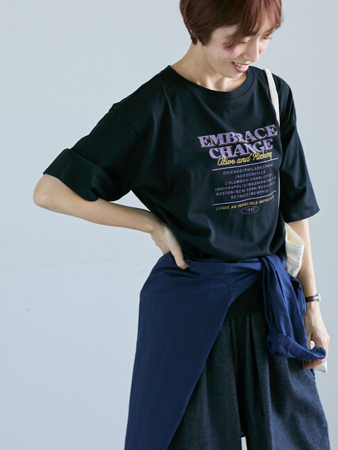 Lugnoncure「かすれロゴプリントTシャツ」|Tシャツ・カットソー|ブラック