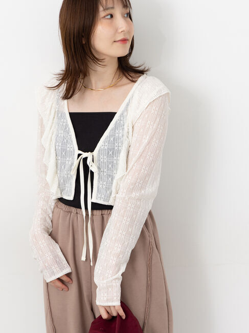 Te chichi TERRASSE「カットレースボレロカーディガン」|カーディガン|オフホワイト