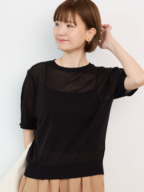 Lugnoncure「麻タッチ半袖ニット」|ニット・セーター|