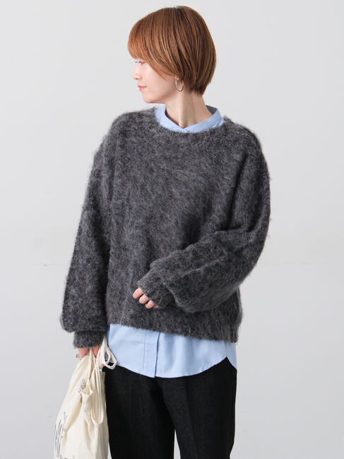 Lugnoncure「起毛クルーネックニット」|ニット・セーター|ブラック