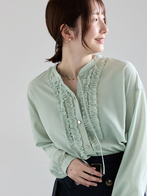 Te chichi「フロントフリルキーネックブラウス」|シャツ・ブラウス|ミント
