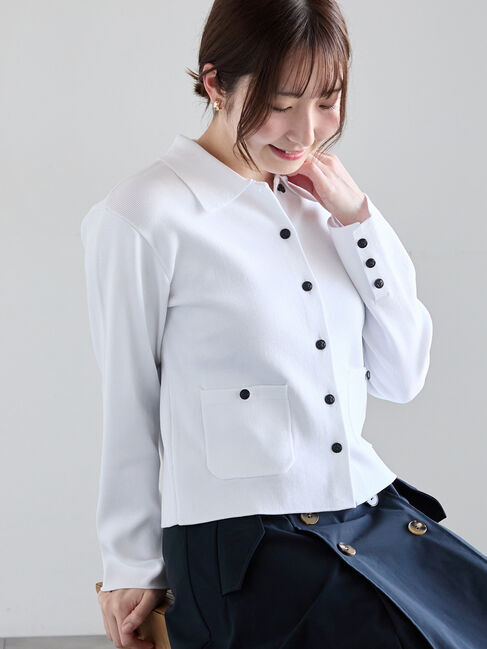 Te chichi「総針衿付きジャケットカーディガン《2026 spring catalog item》」|カーディガン|オフホワイト