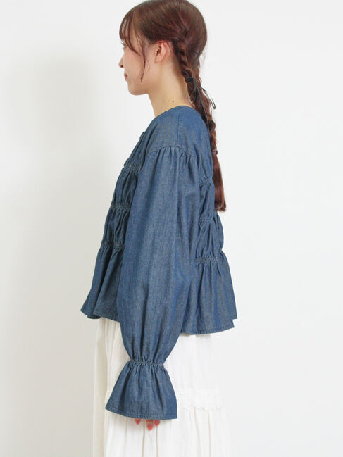 Samansa Mos2「デニム/ツイルシャーリングブラウス」|シャツ・ブラウス|