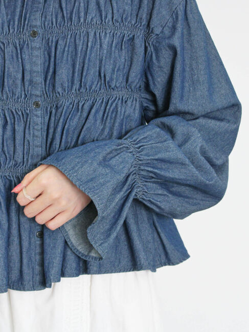 Samansa Mos2「デニム/ツイルシャーリングブラウス」|シャツ・ブラウス|