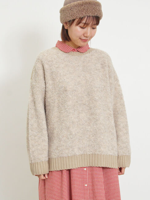 Samansa Mos2「ブークレバイカラー2WAYニット」|カーディガン|ベージュ