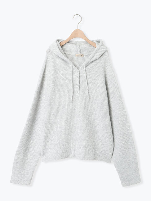 Samansa Mos2「フード付きヘンリーネックニット」|ニット・セーター|