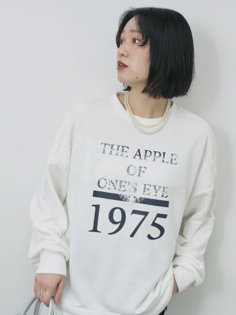 Samansa Mos2 blue「◎ロゴレーススウェット」|Tシャツ・カットソー|オフホワイト