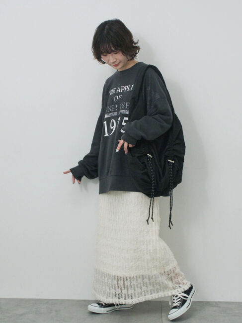 Samansa Mos2 blue「◎ロゴレーススウェット」|Tシャツ・カットソー|