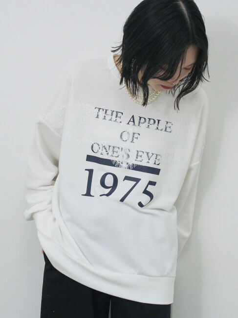 Samansa Mos2 blue「◎ロゴレーススウェット」|Tシャツ・カットソー|