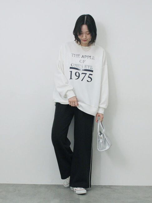 Samansa Mos2 blue「◎ロゴレーススウェット」|Tシャツ・カットソー|