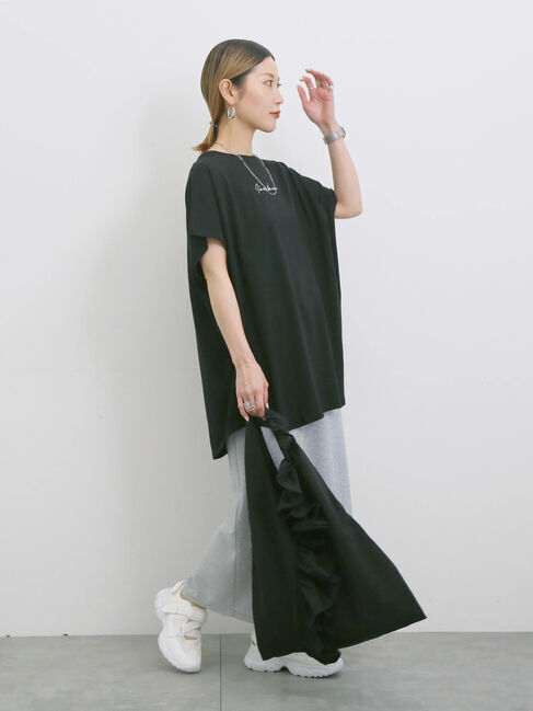 Samansa Mos2 blue「◎【接触冷感】ロゴプリントチュニック」|Tシャツ・カットソー|