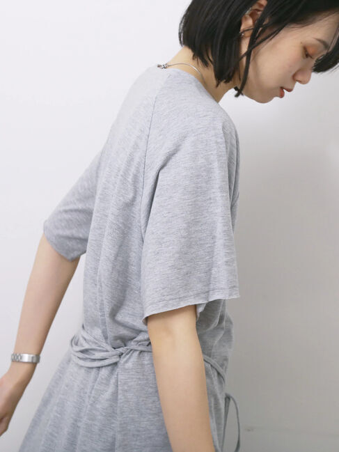 Samansa Mos2 blue「◎【接触冷感】ウエストリボンTシャツ」|Tシャツ・カットソー|