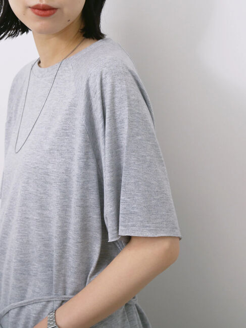 Samansa Mos2 blue「◎【接触冷感】ウエストリボンTシャツ」|Tシャツ・カットソー|