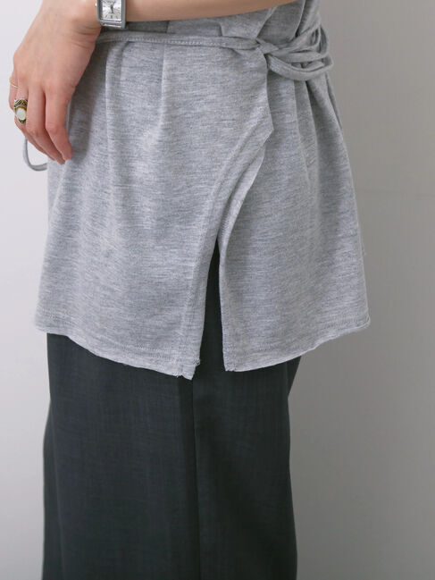 Samansa Mos2 blue「◎【接触冷感】ウエストリボンTシャツ」|Tシャツ・カットソー|