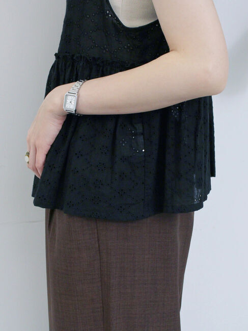 Samansa Mos2 blue「カットワークレースベスト」|シャツ・ブラウス|