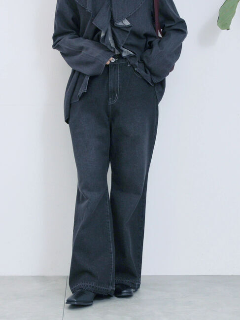 Samansa Mos2 blue「【ECO DENIM 】 フレアパンツ」|その他|