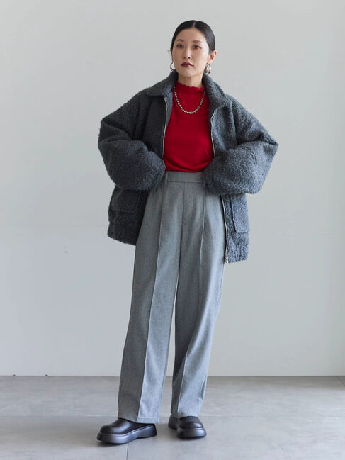 Samansa Mos2 blue「ヘリンボーンストレートパンツ」|その他|