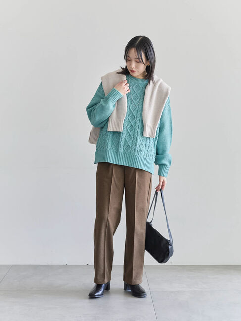 Samansa Mos2 blue「ヘリンボーンストレートパンツ」|その他|