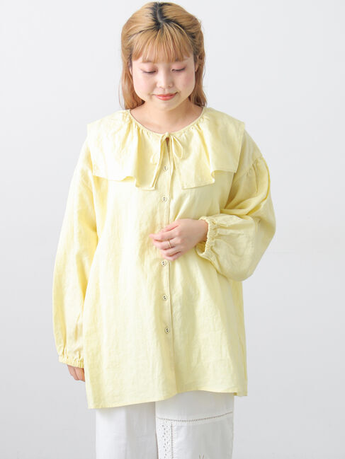Samansa Mos2「【Cross&times;Linen】セーラーカラーブラウス」|シャツ・ブラウス|イエロー