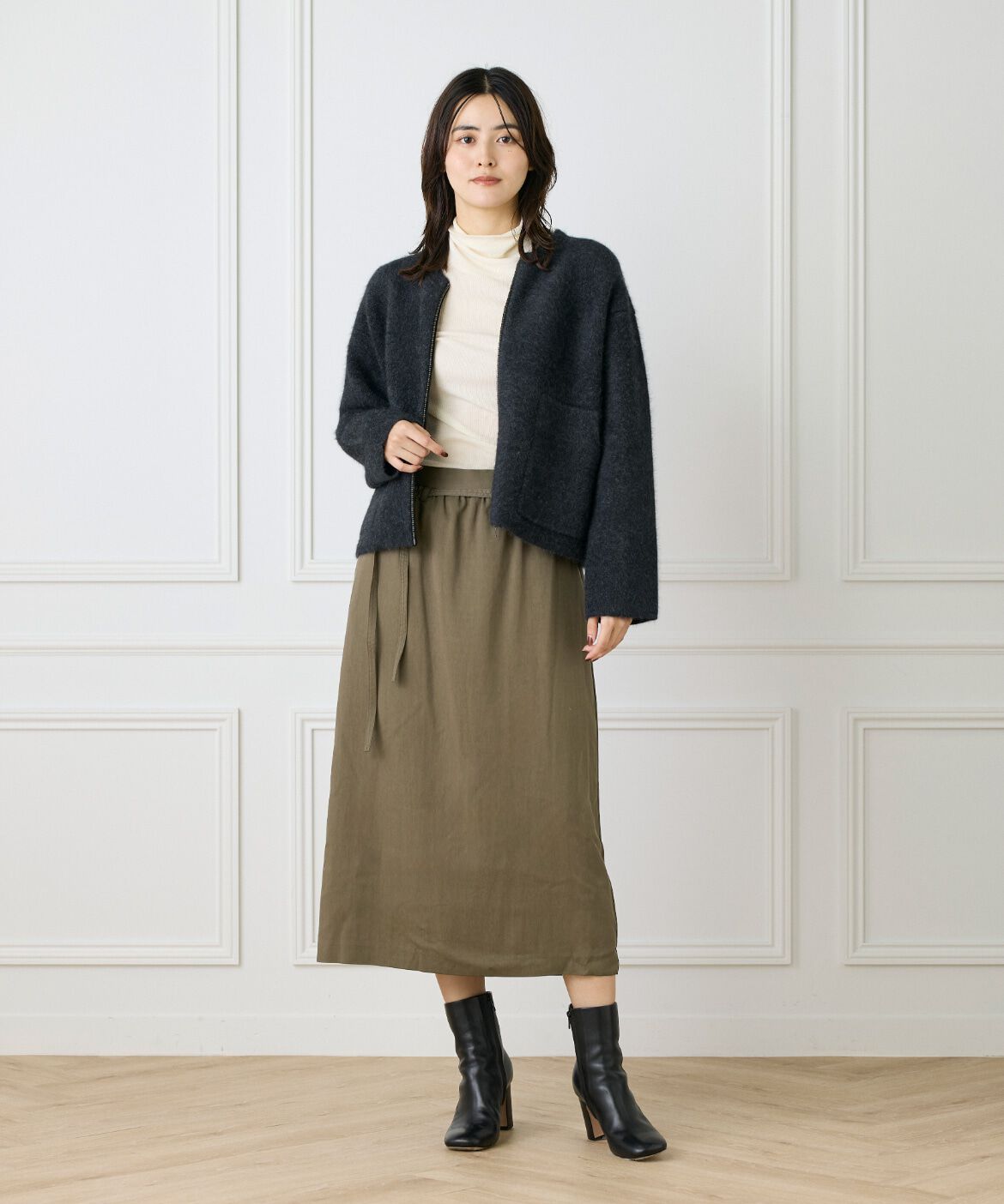 Le Souk「《大きいサイズ》細タイベルト付きAラインスカート」|タイト|