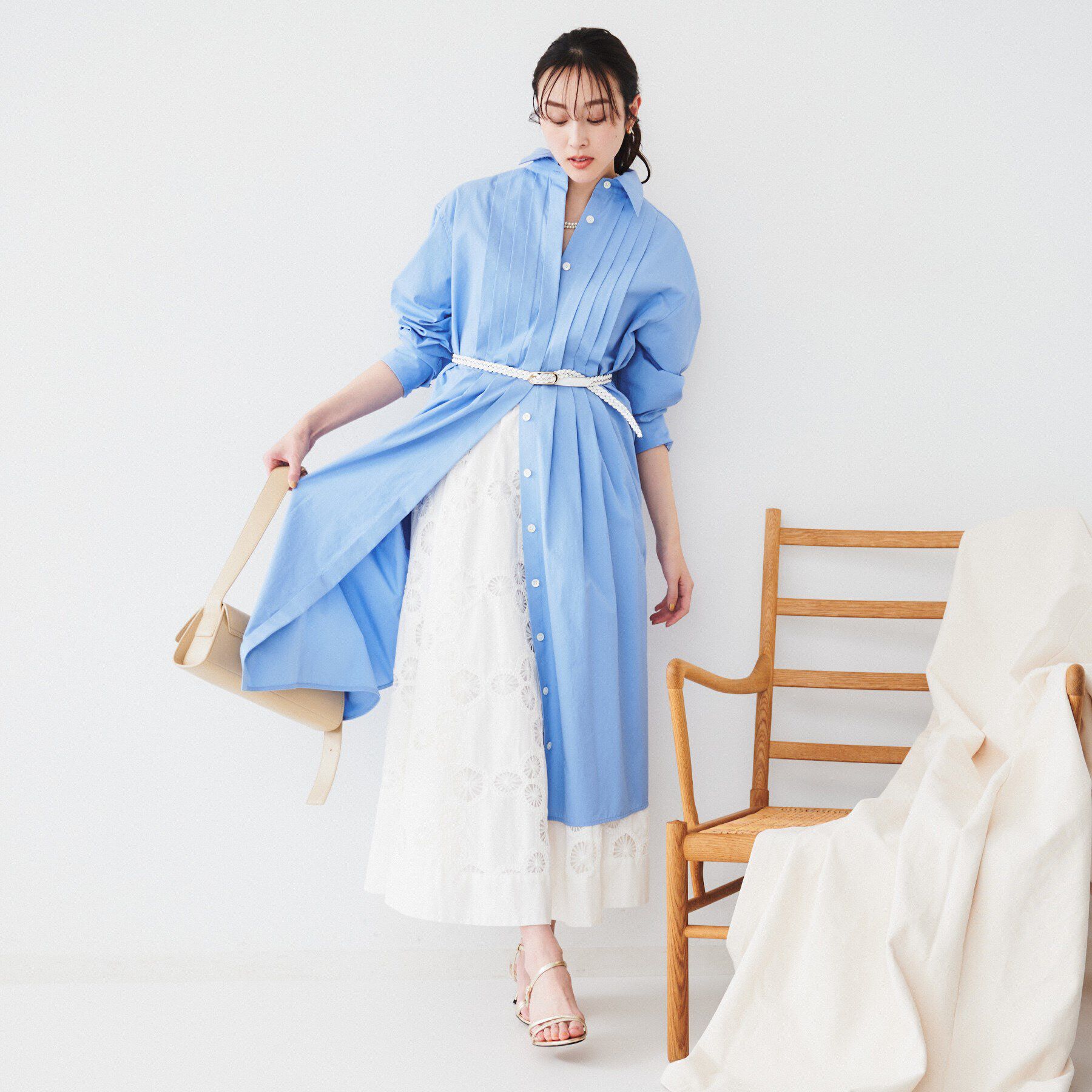 UNTITLED「タイプライターシャツワンピース」|ワンピース|ブルー(091)