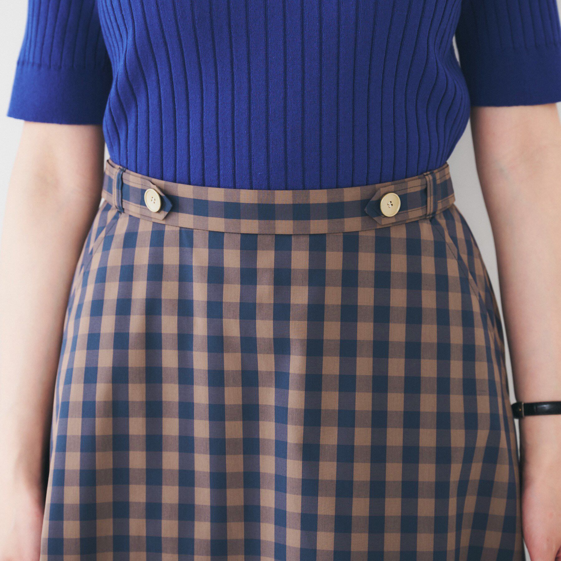 UNTITLED「【後ろウエストゴム/洗える】ギンガムチェックAラインスカート」|スカート|