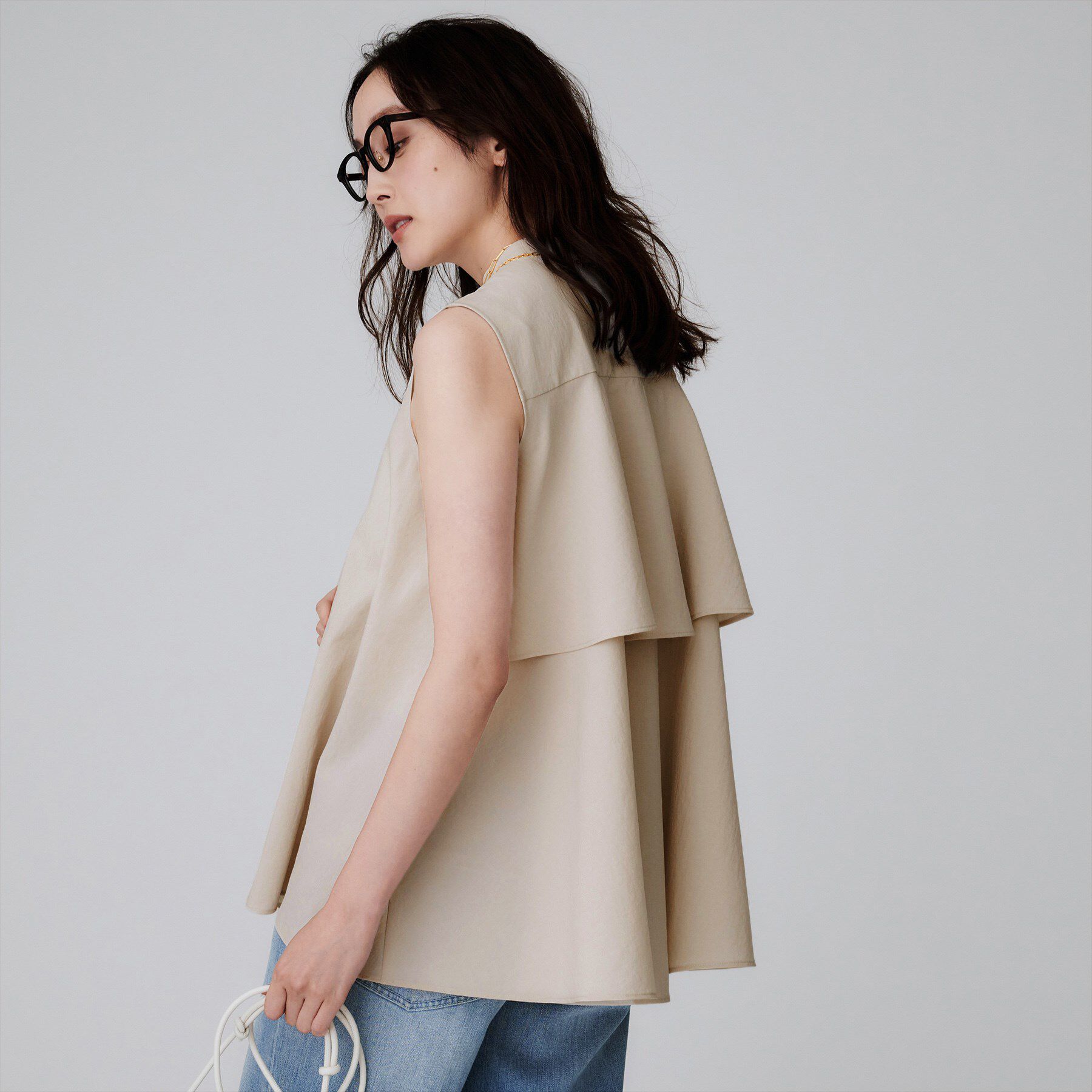 UNTITLED「【接触冷感/吸水速乾】フレアバックシャンブラウス」|シャツ・ブラウス|