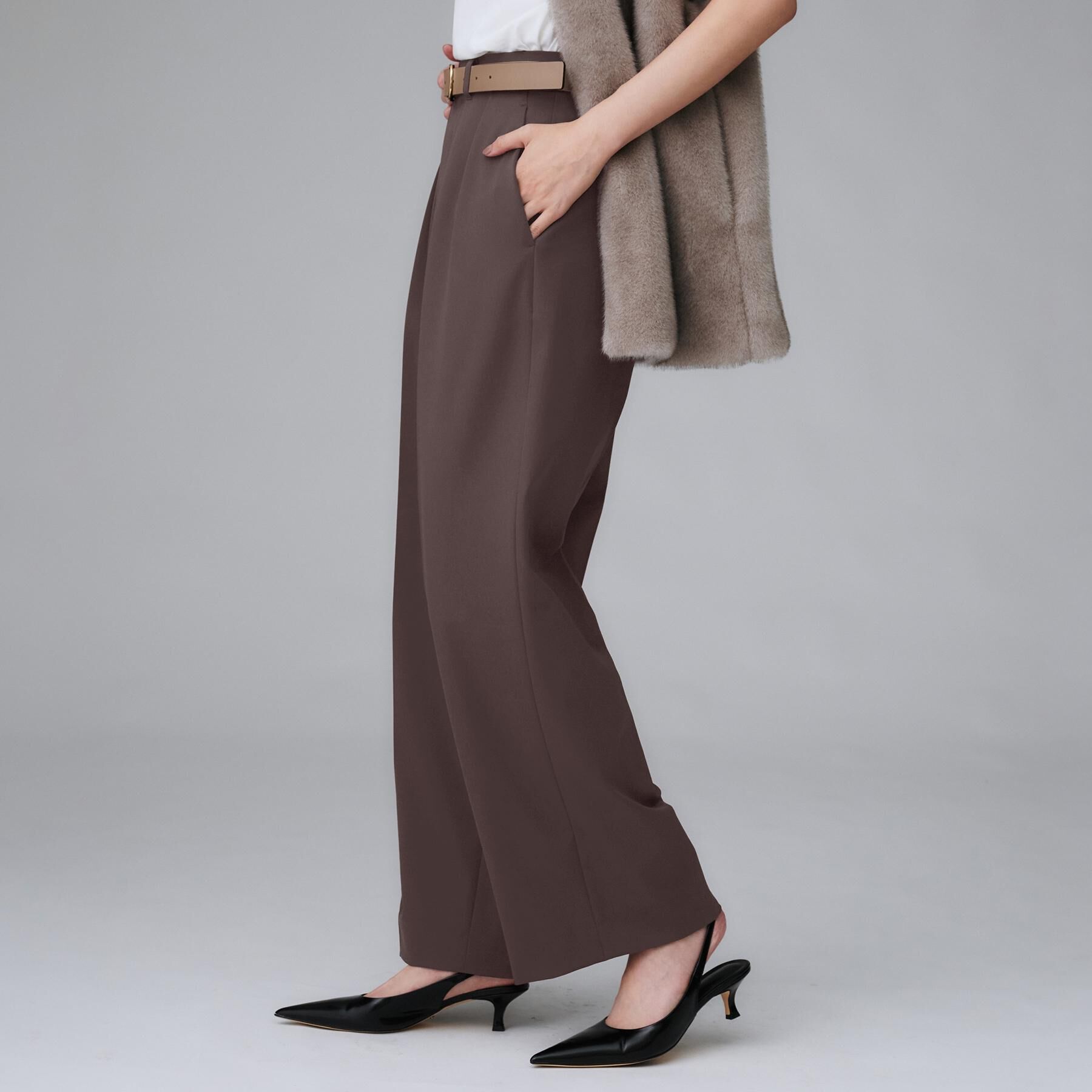 UNTITLED「【洗える/はっ水/後ろウエストゴム】ストレッチ2タックワイドパンツ」|その他|