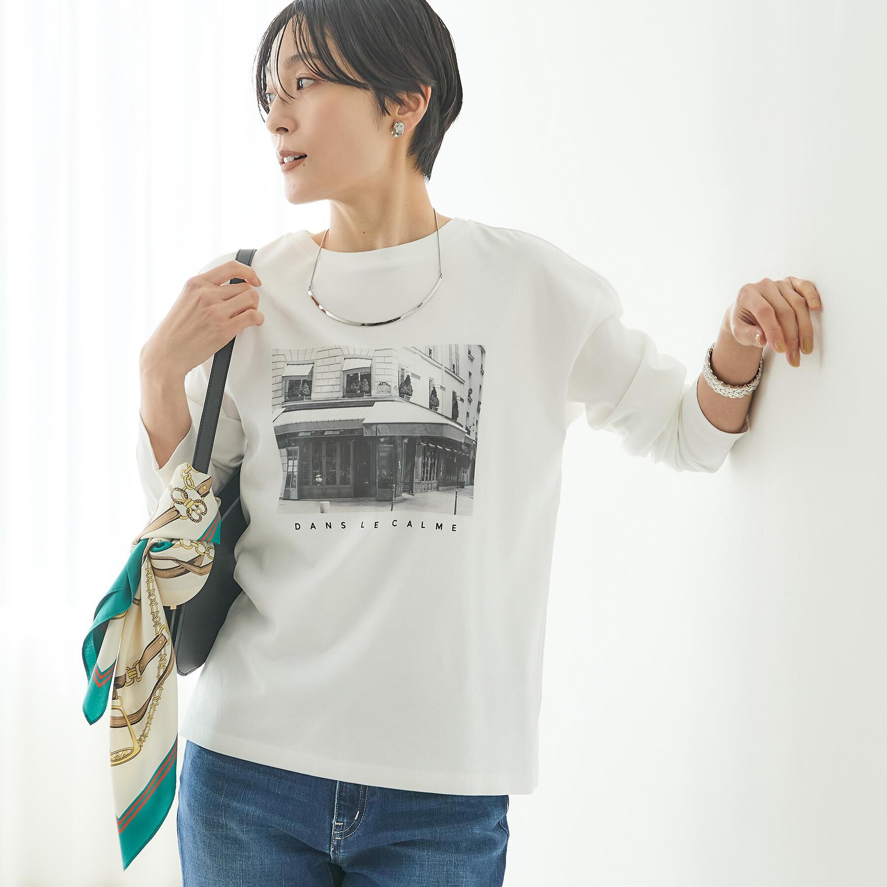 UNTITLED「【コットン100/洗える】フォトロングTシャツ」|Tシャツ・カットソー|オフホワイト(103