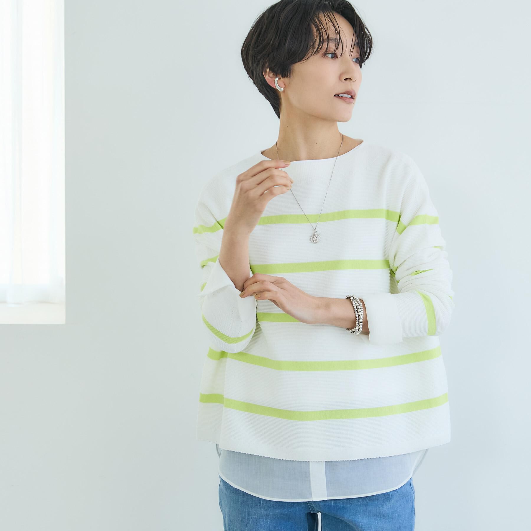 UNTITLED「【ゆったり/洗える】クロップドニットプルオーバー」|ニット・セーター|