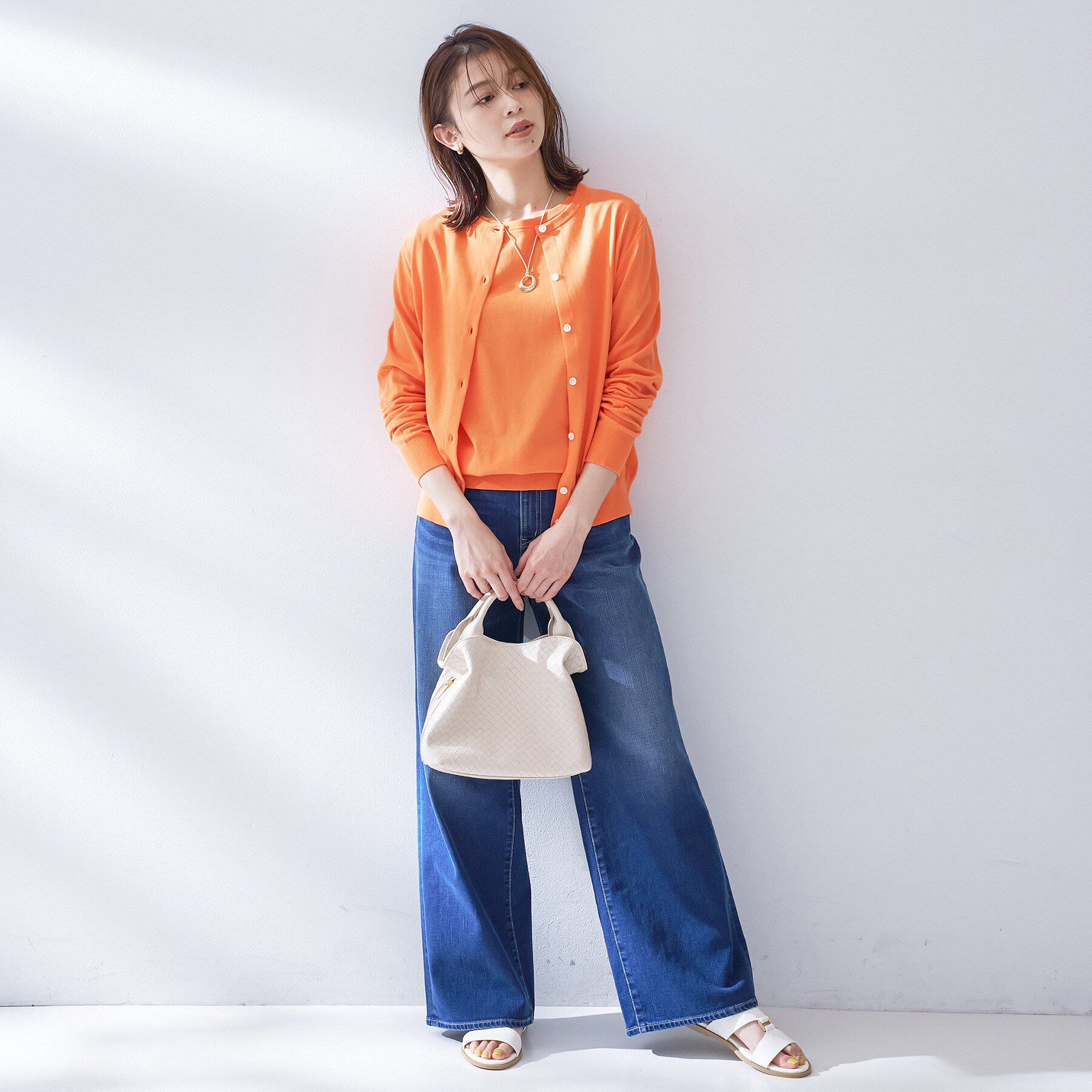 UNTITLED「コットンクルーネックカーディガン」|カーディガン|