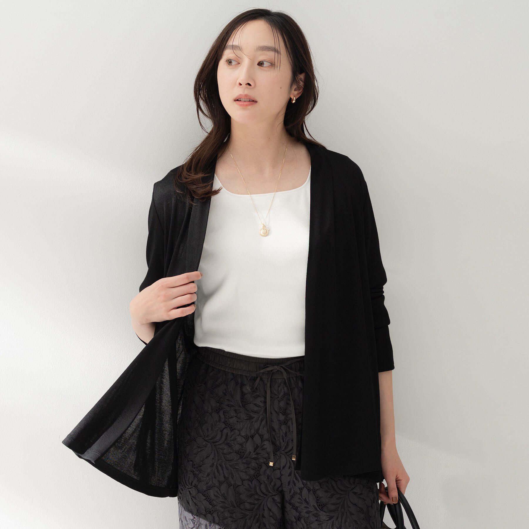 UNTITLED「フライスジャージカーディガン」|カーディガン|ブラック(019)