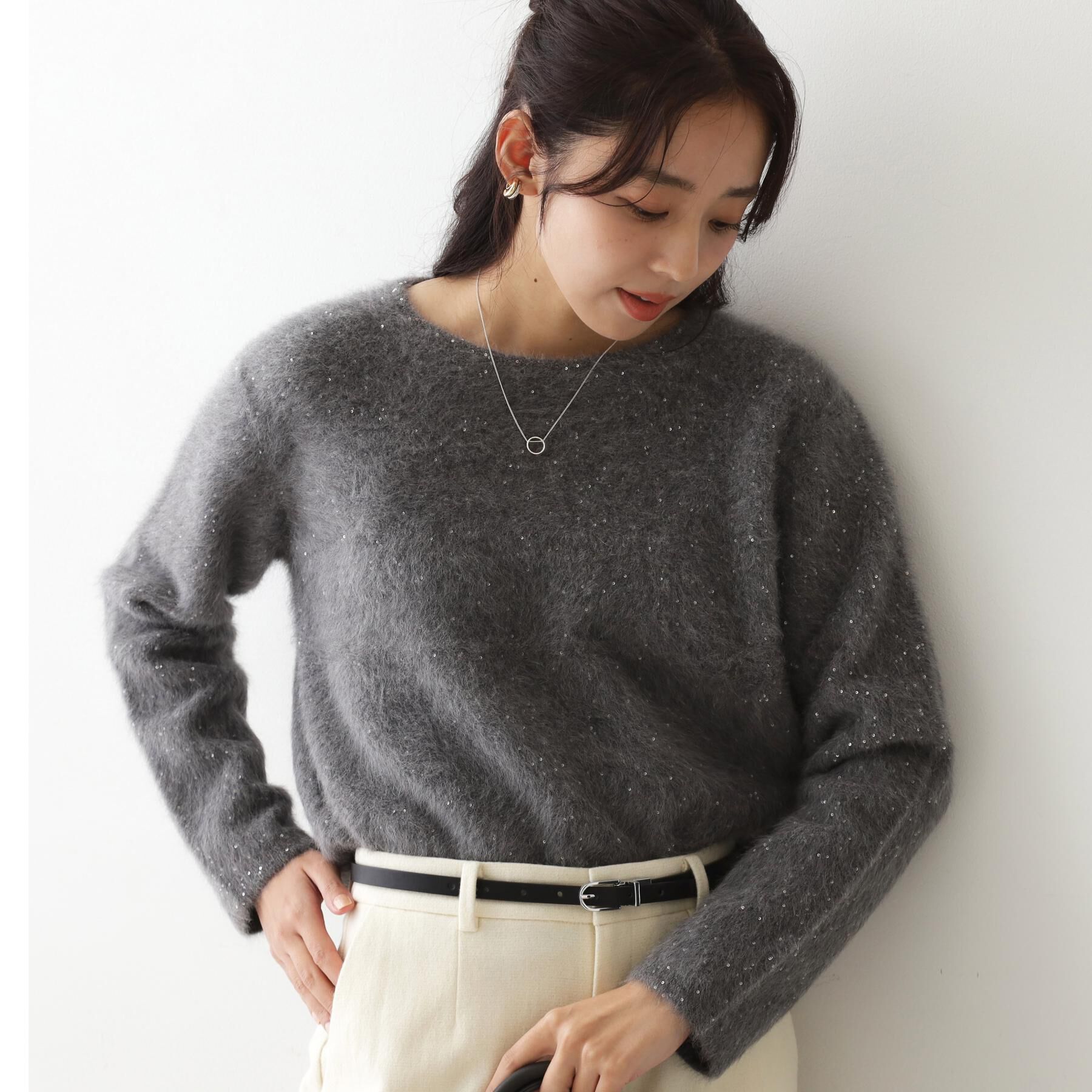 COUP DE CHANCE「【フォックス混／軽い着心地】ショート丈ニットトップス」|ニット・セーター|