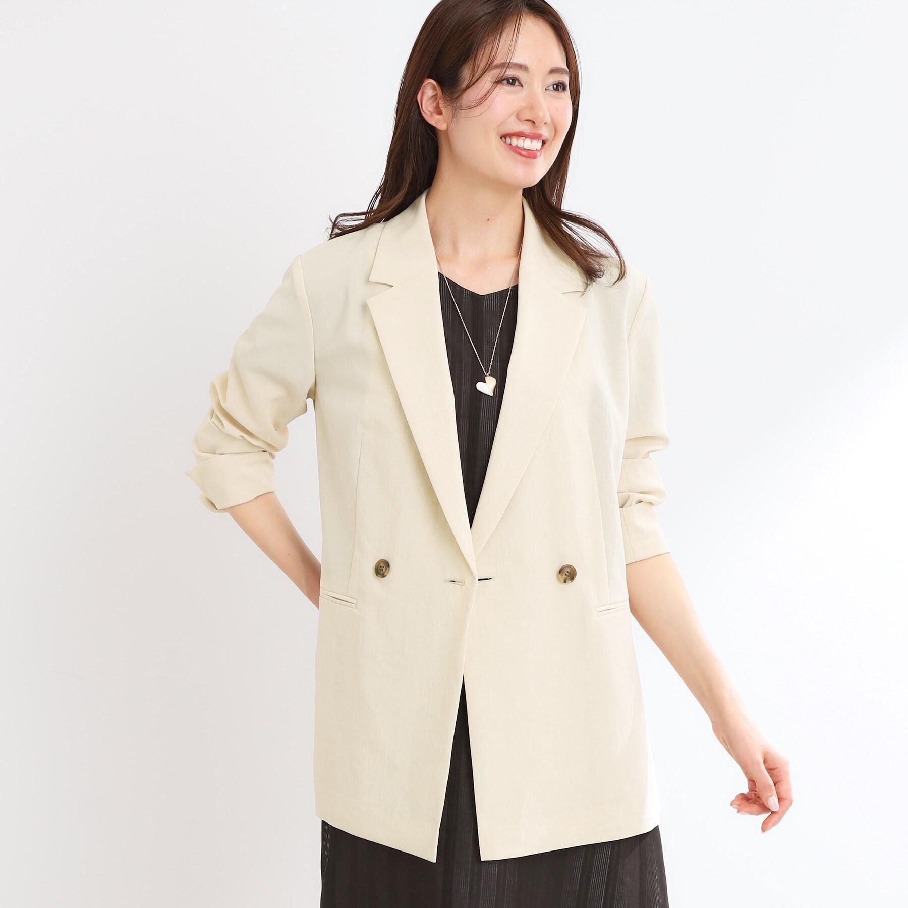 Reflect「【マシンウォッシュ可／セットアップ可／通勤におすすめ】ドライタッチダブルジャケット」|テーラードジャケット|ライトベージュ(05