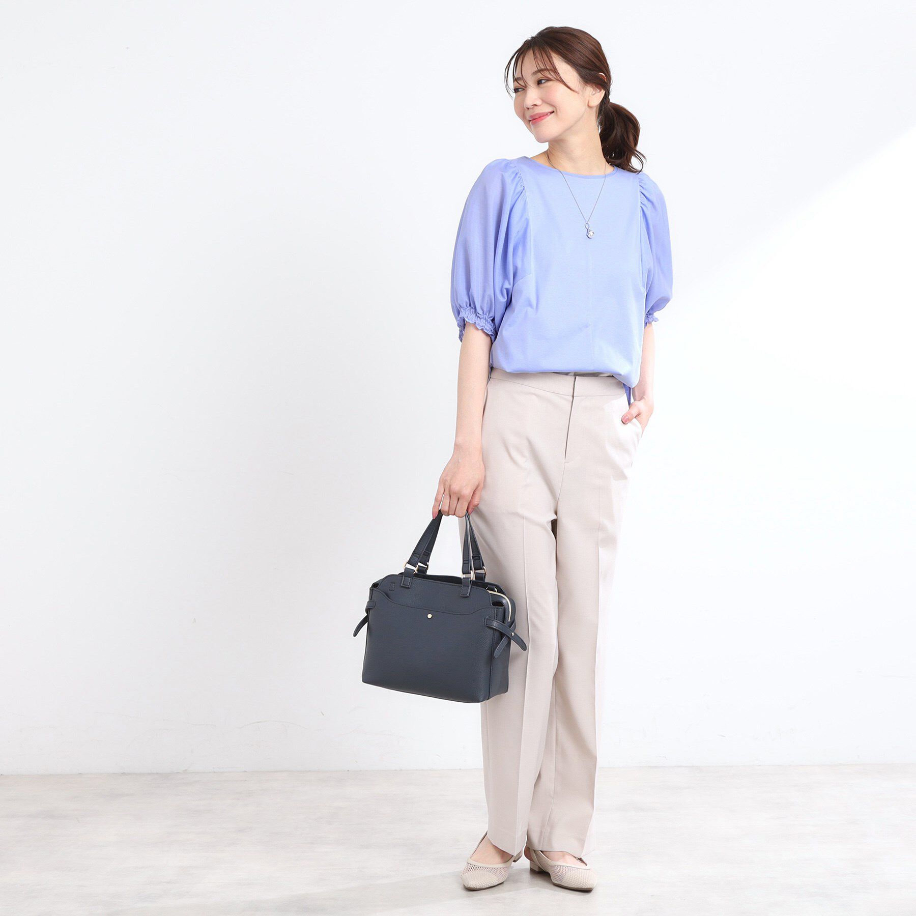 Reflect「【マシンウォッシュ可】シアーパフスリーブTブラウス」|シャツ・ブラウス|