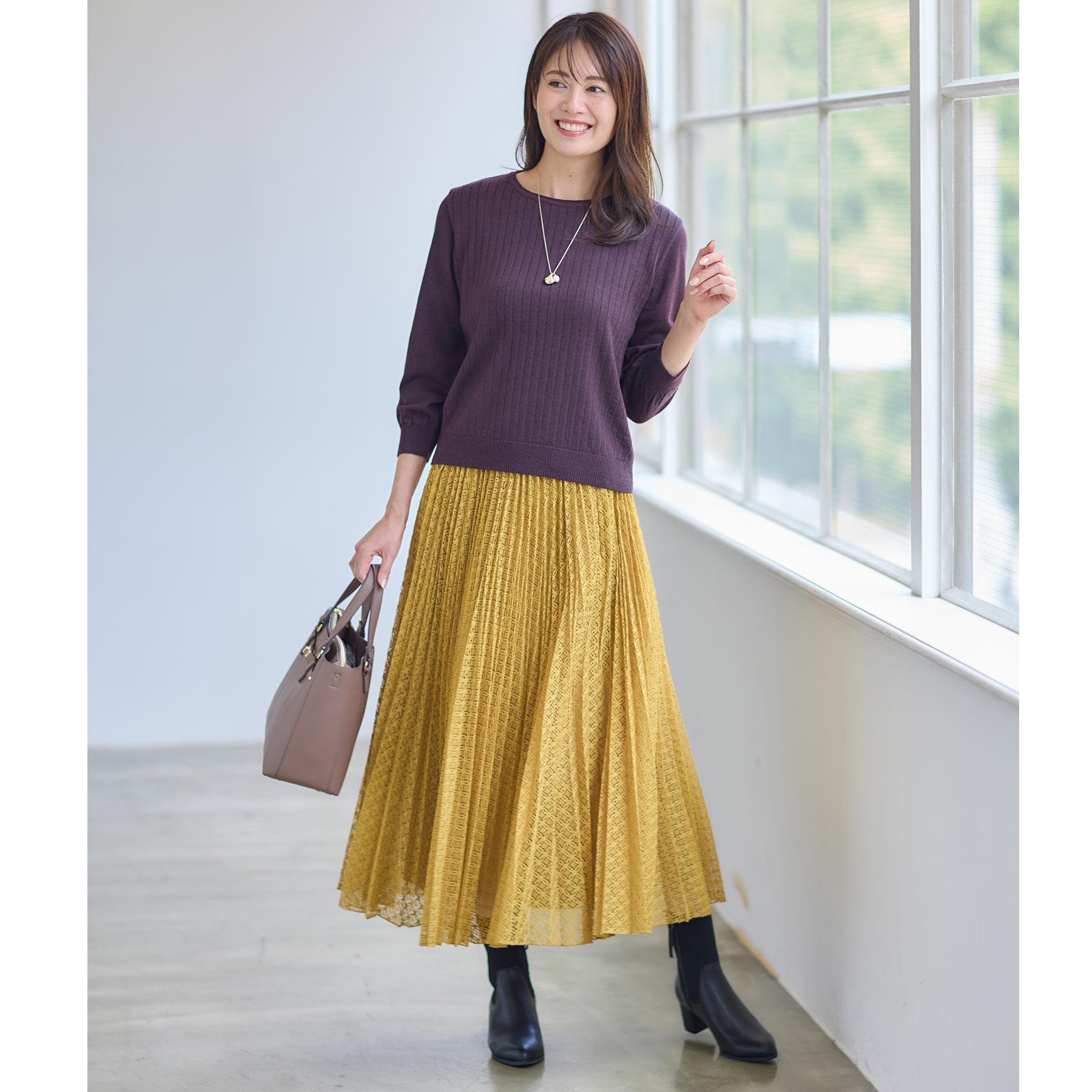 Reflect「【WEB先行カラーあり／インナーにおすすめ◎／アンサンブル可】すっきり見え縦編み柄ニット」|ニット・セーター|