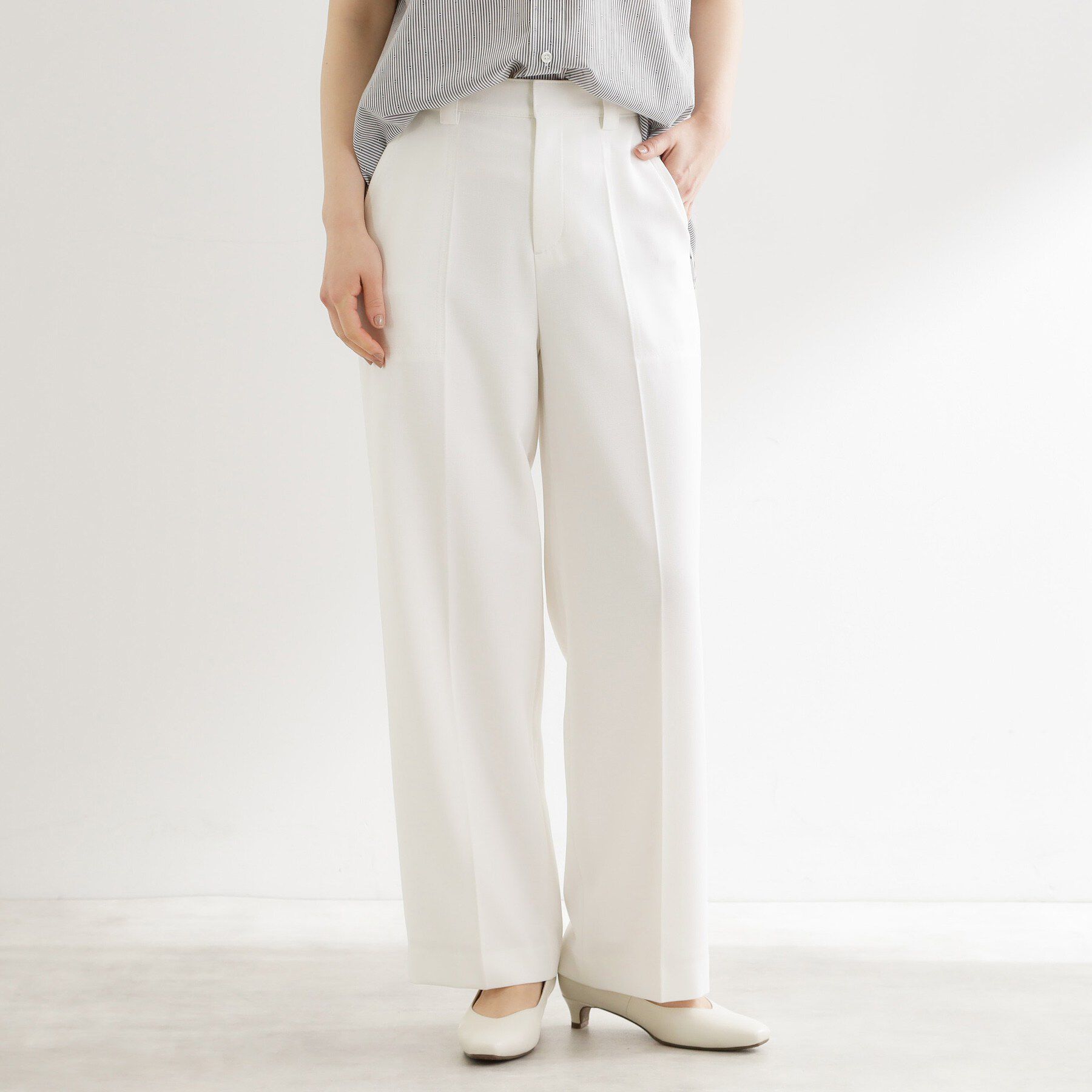 Reflect「ステッチワークストレートワイドパンツ」|その他|ホワイト(001)