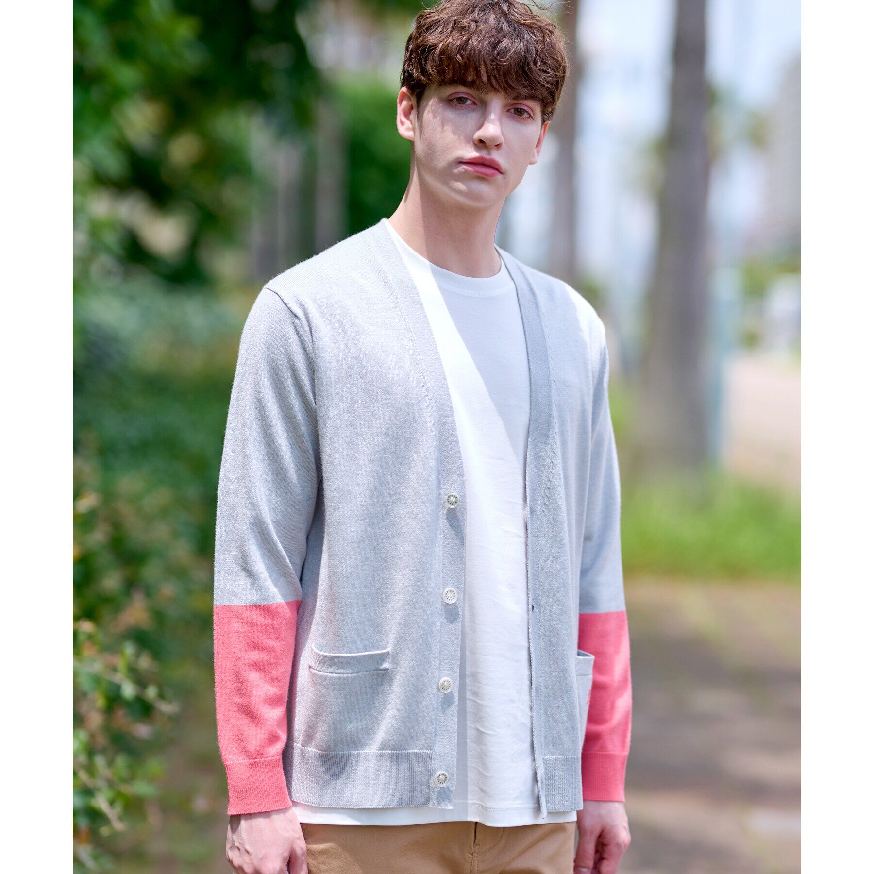 DRESSTERIOR「スリーブカラーブロックカーディガン」|カーディガン|チャコールグレー(7