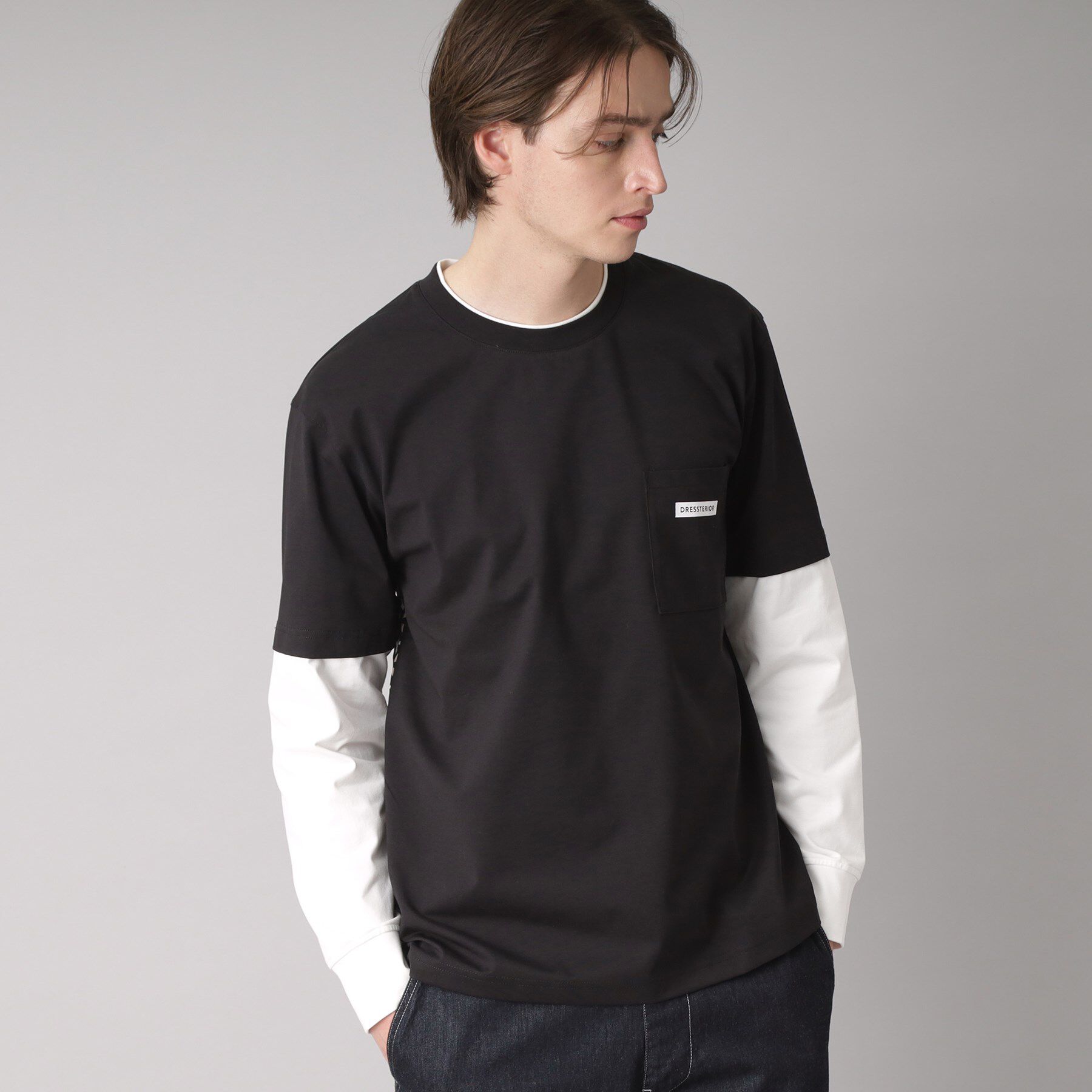 DRESSTERIOR「【接触冷感/UVカット】BACK BREEZE TECH バックオーバーラップサークルレイヤードロン」|Tシャツ・カットソー|