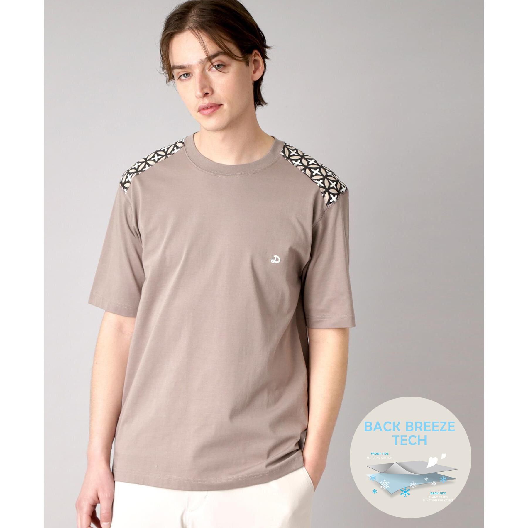 DRESSTERIOR「【接触冷感/UVカット】BACK BREEZE TECH ハーフスリーブTシャツ」|Tシャツ・カットソー|グレー(012)