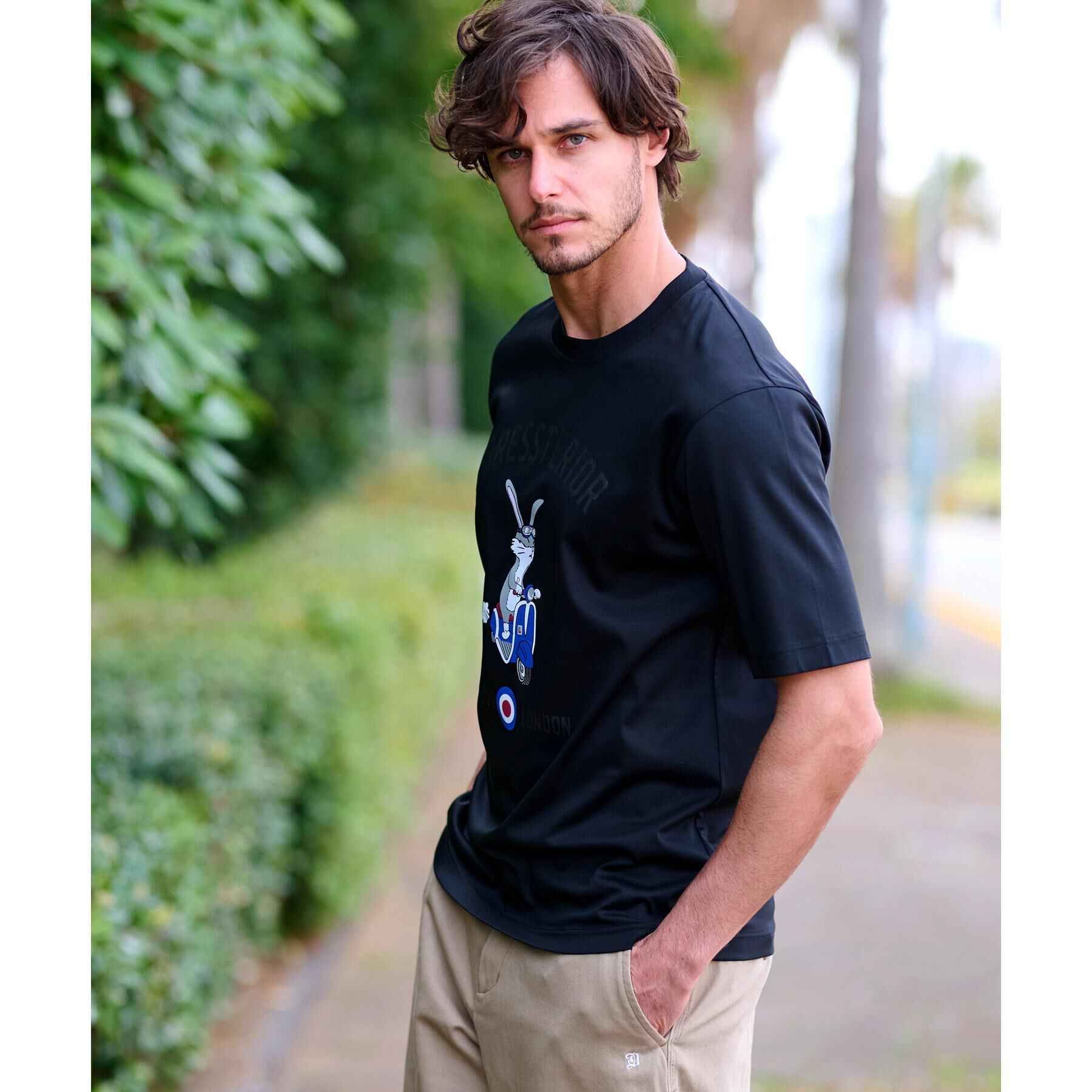 DRESSTERIOR「【接触冷感/抗菌防臭/消臭】ICE CLEAR COTTON ロンドンラビットTシャツ」|Tシャツ・カットソー|