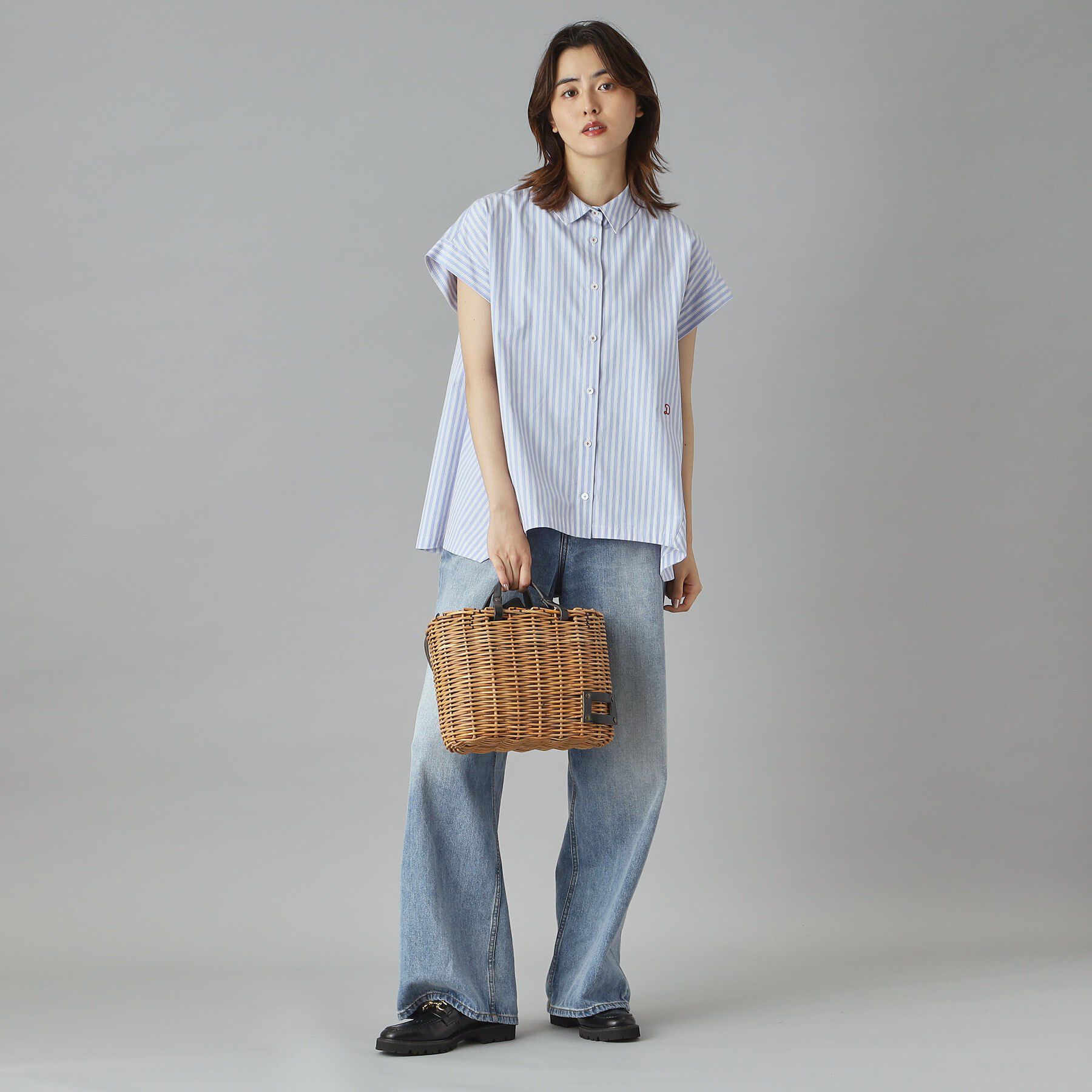 DRESSTERIOR「【洗える/コットン100％】イレギュラーヘムストライプシャツ」|シャツ・ブラウス|