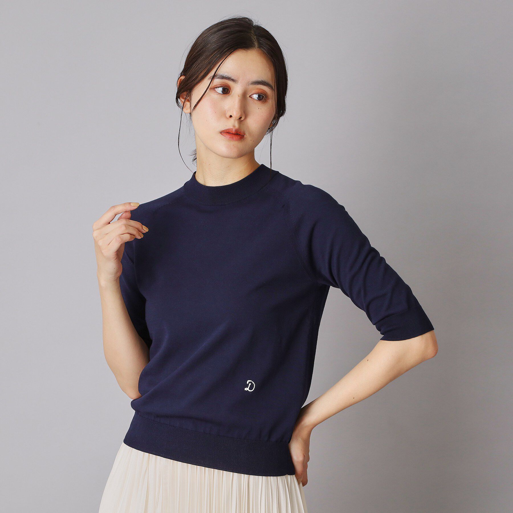DRESSTERIOR「【ウォッシャブル】コットンシルクハーフスリーブニット」|ニット・セーター|