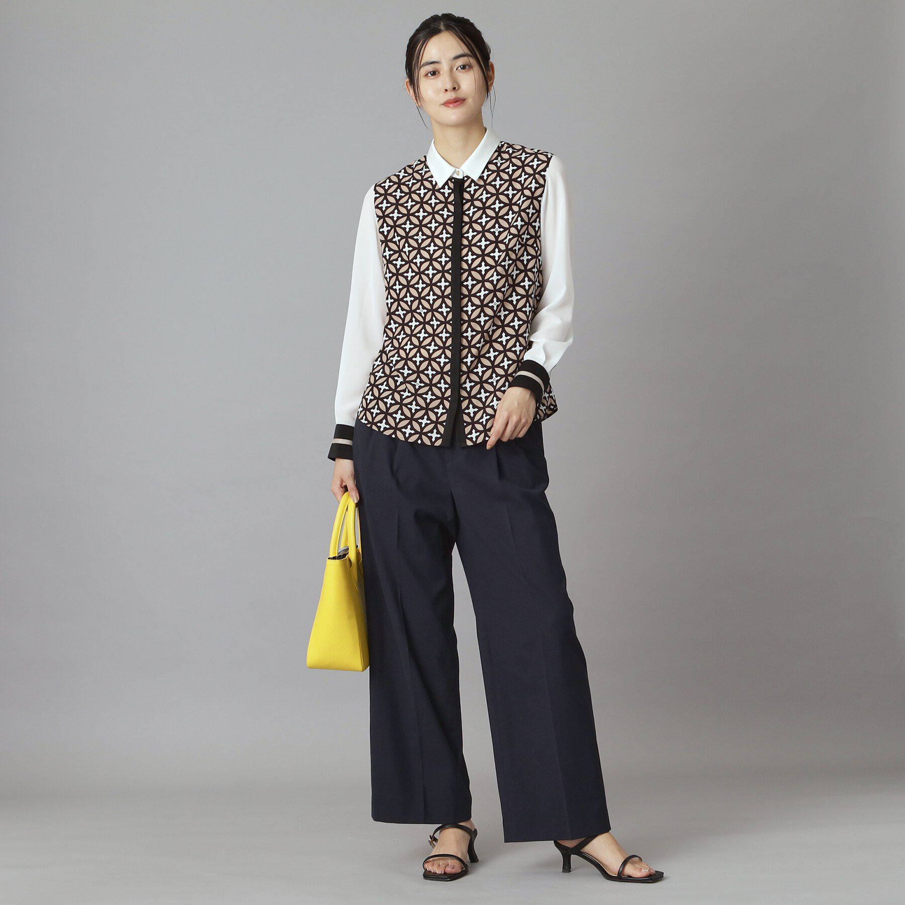 DRESSTERIOR「【着映え/ウォッシャブル】オーバーラップサークル コンビシャツ」|シャツ・ブラウス|